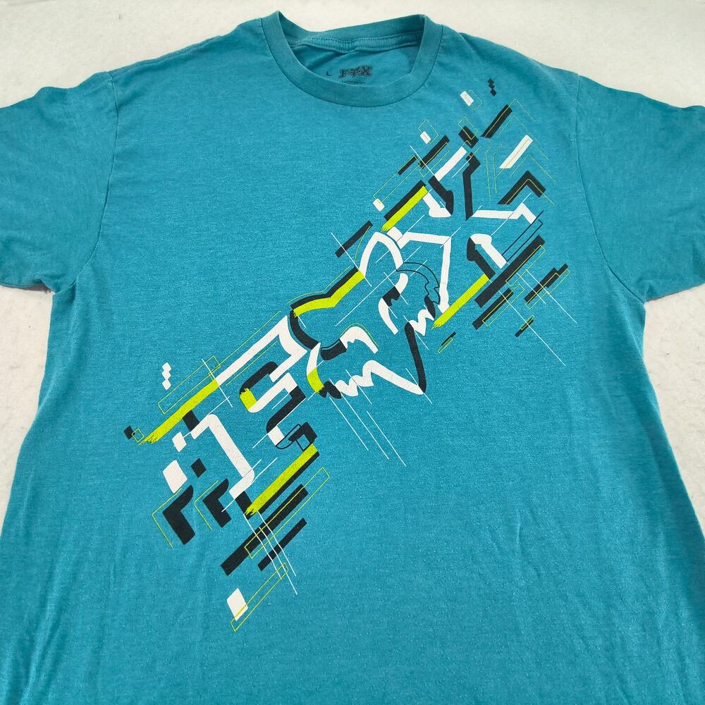 Fox Casual Crew Neck Graphic Short Sleeve T Shirt Mens Size Large L Blue